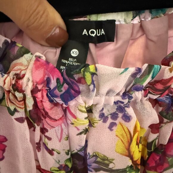 AQUA Ruffled Floral Sheer Blouse - Picture 8 of 9